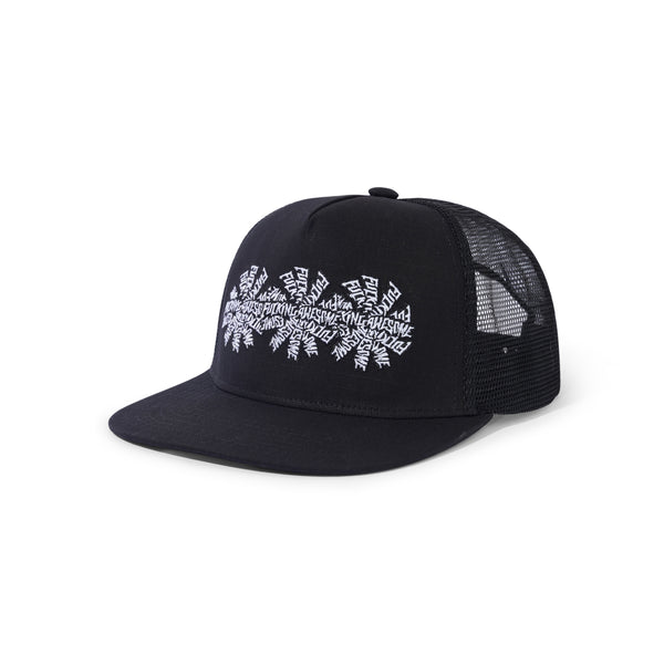 Fucking Awesome Three Spiral Trucker Hat, Black