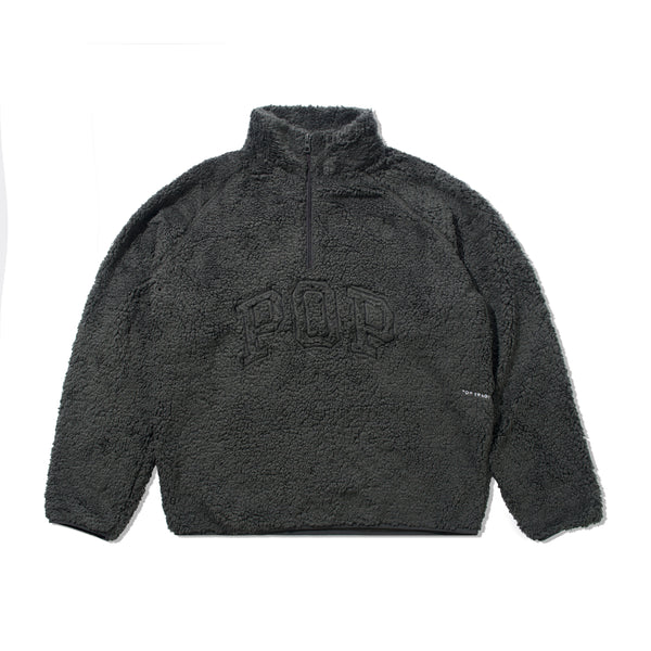 POP Trading Company Arch Halfzip Fleece Sweat, Charcoal