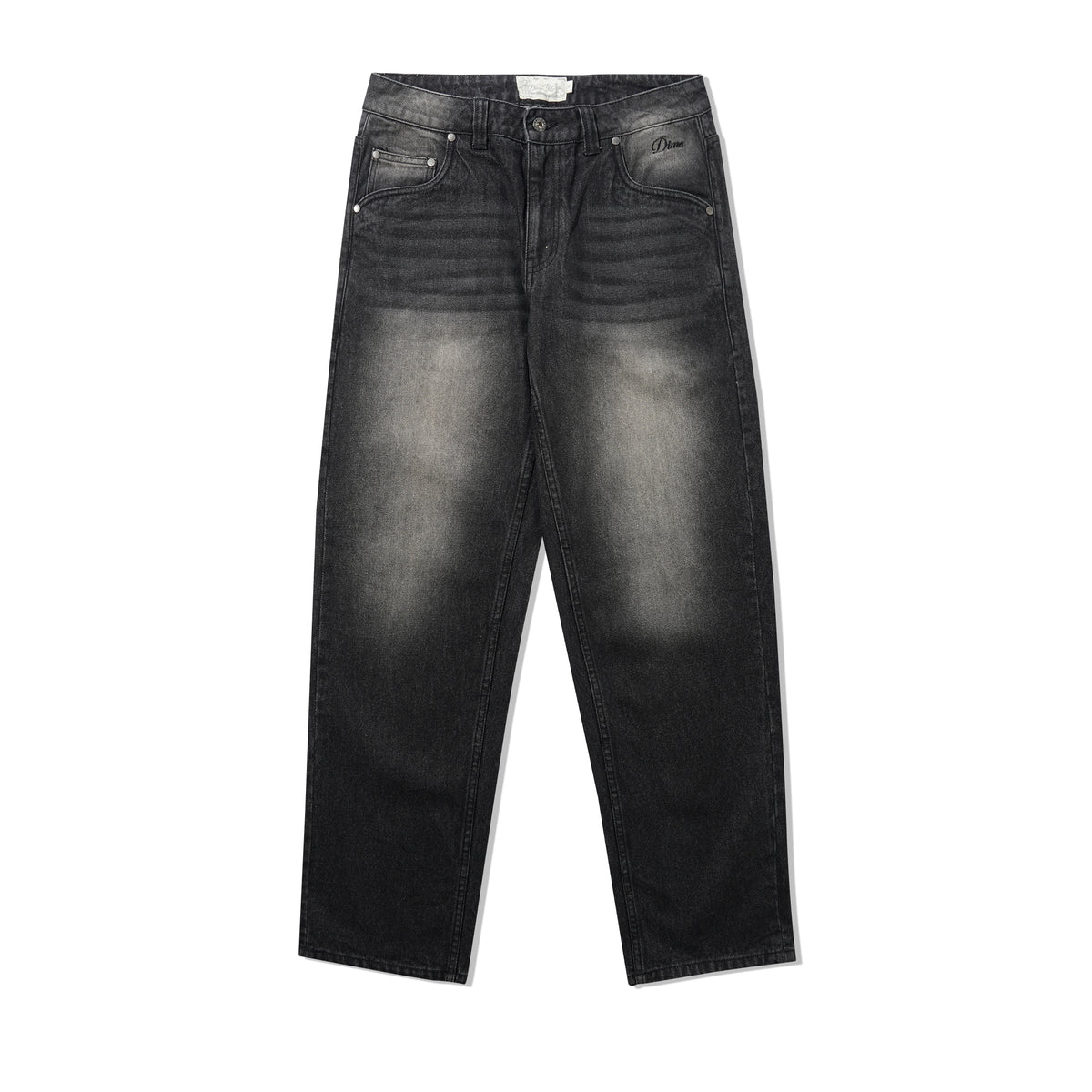 Relaxed Denim Jeans, Sandblasted Black