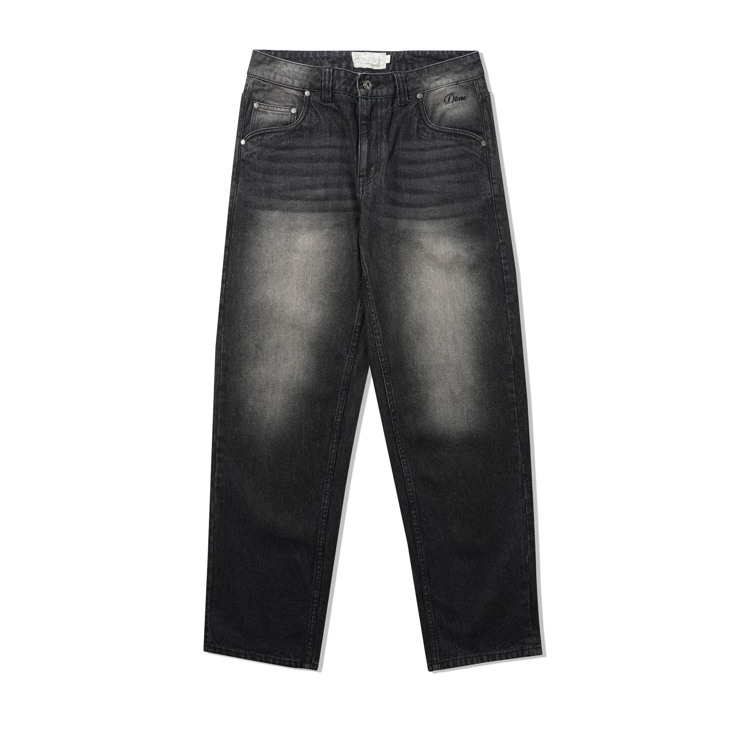 Relaxed Denim Jeans, Sandblasted Black