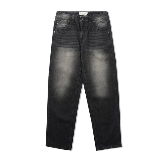 Relaxed Denim Jeans, Sandblasted Black