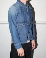 Full Button Denim Jacket, Rinsed Denim