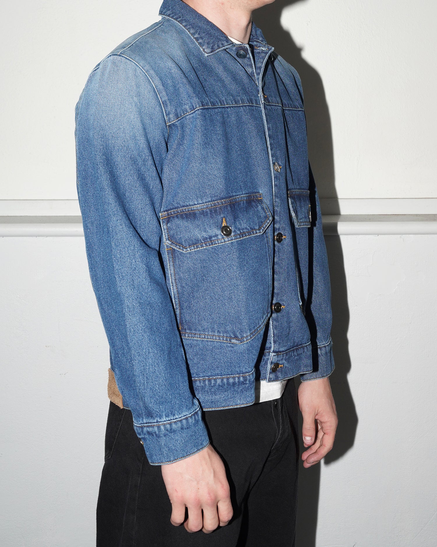 Full Button Denim Jacket, Rinsed Denim