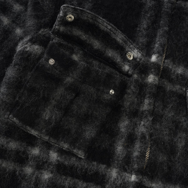 POP Trading Company Checked Wool Shirt Jacket, Black / Charcoal