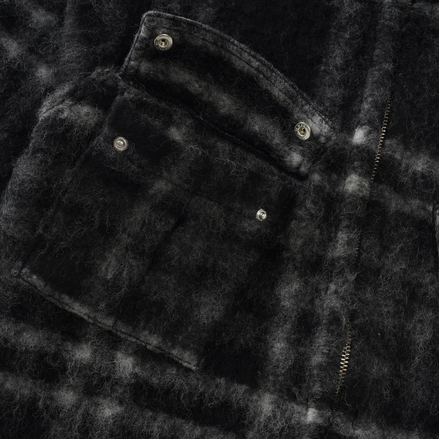 Checked Wool Shirt Jacket, Black / Charcoal