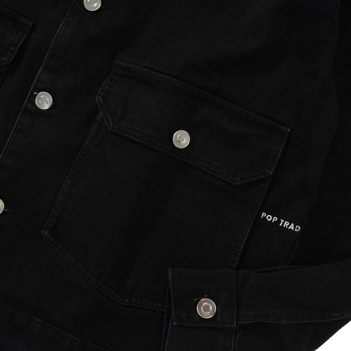 Full Button Denim Jacket, Black