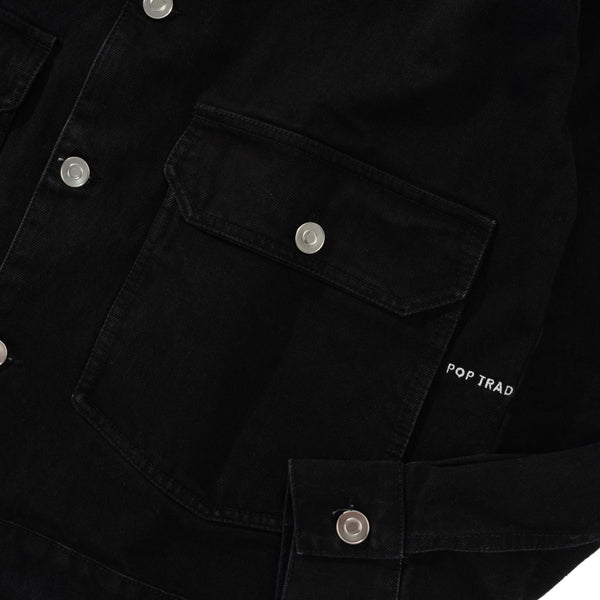 POP Trading Company Full Button Denim Jacket, Black