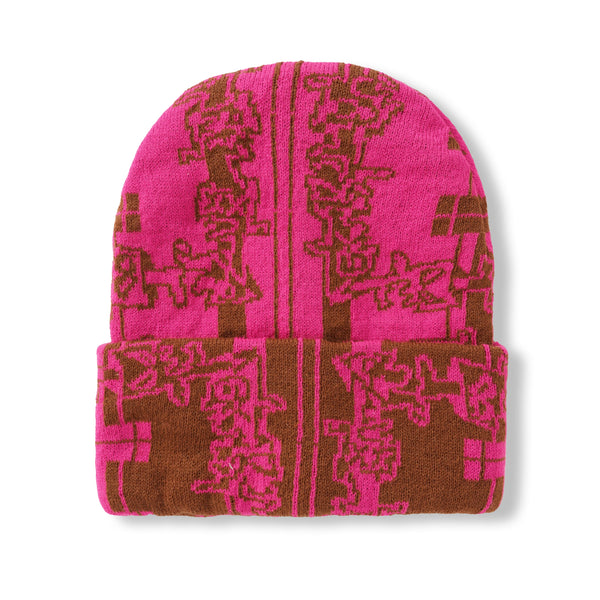 Slinky Reversible Beanie, Pink / Brown