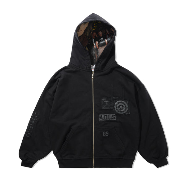 Ames Dept A.D.L.S Zip-Thru Pullover Hood, Black