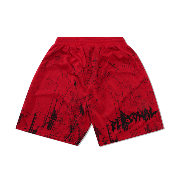 Personal Grave Tree Camo Basketball Shorts, Red