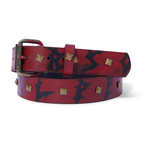 Personal Studded Leather Belt, Red