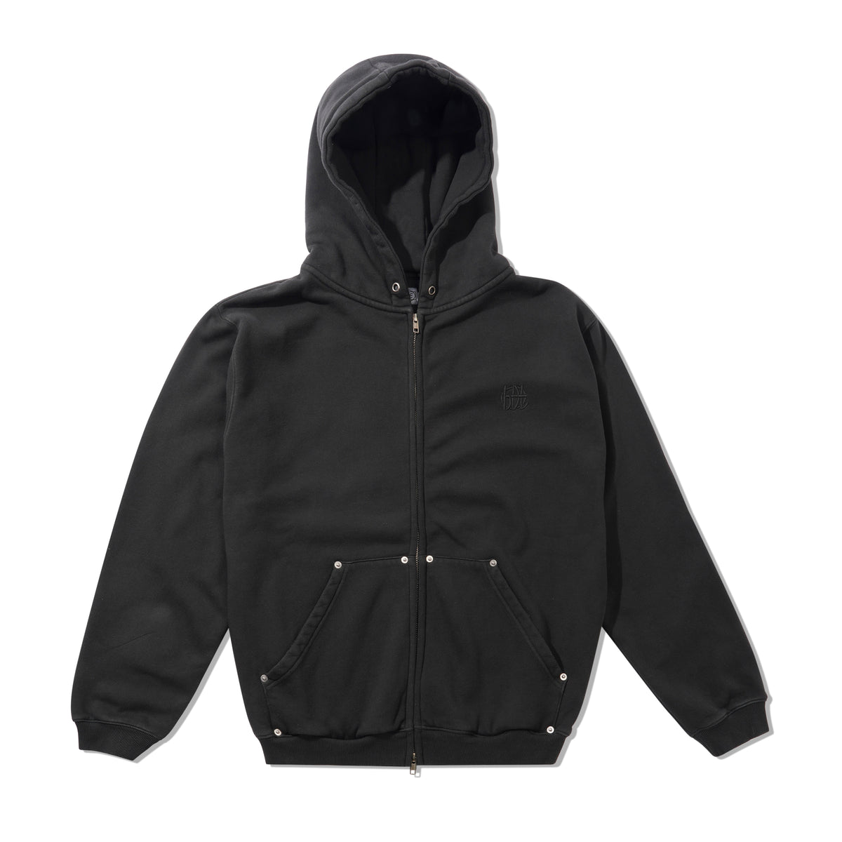 Hoddle Monogram Zip Hood, Black