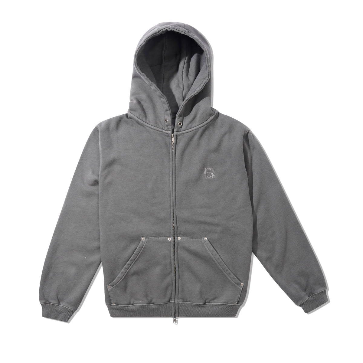 Hoddle Monogram Zip Hood, Washed Grey