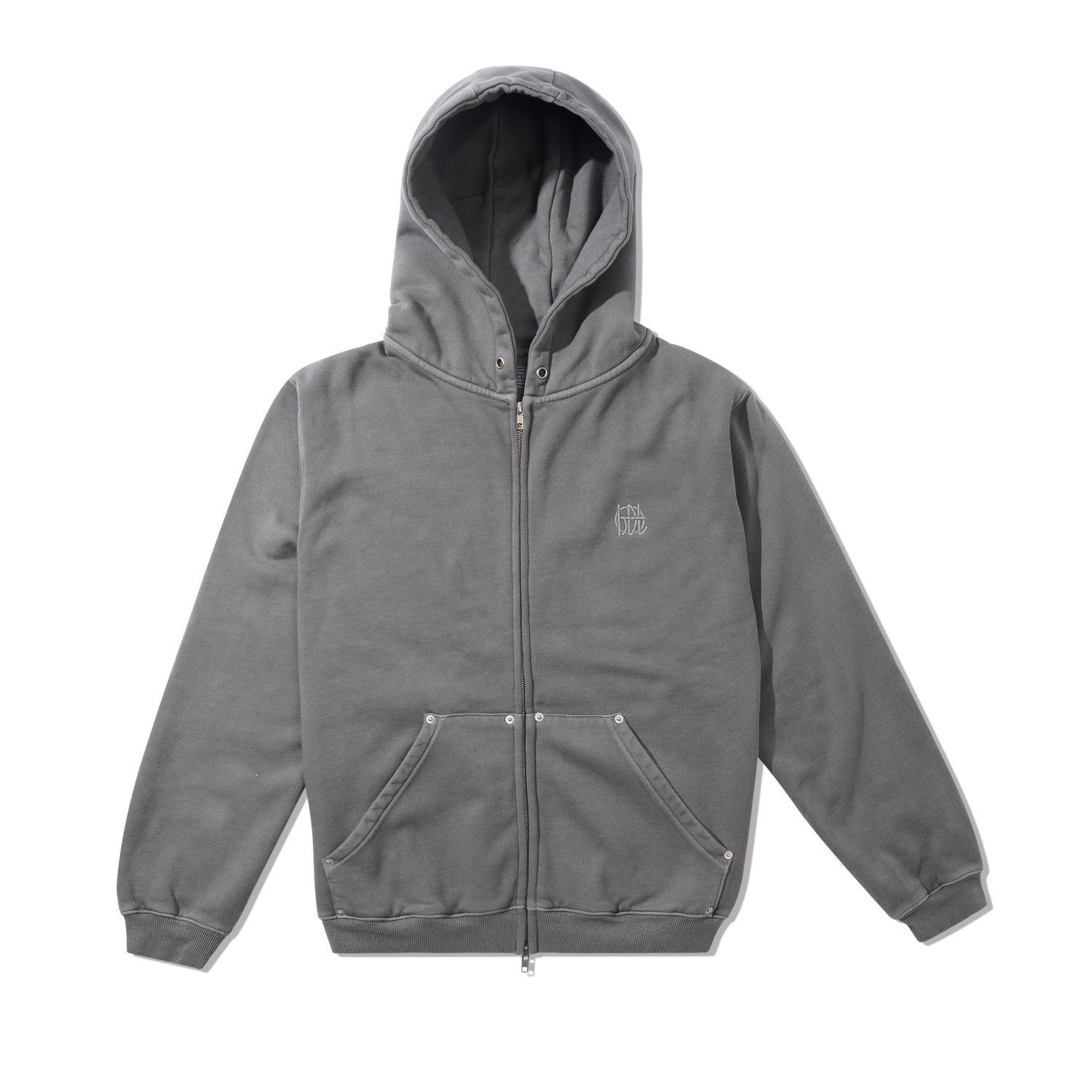 Hoddle Monogram Zip Hood, Washed Grey