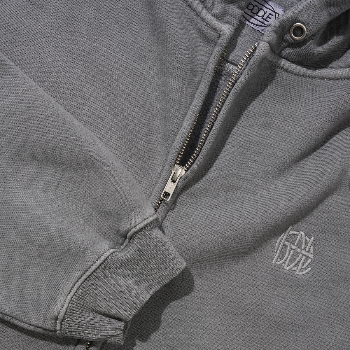 Hoddle Monogram Zip Hood, Washed Grey