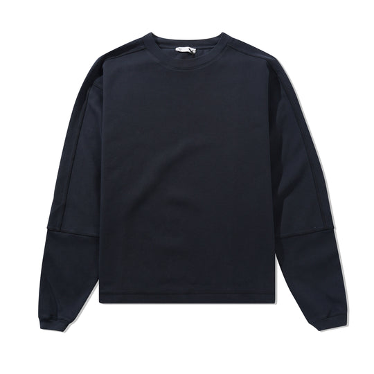 Panel Pique Crewneck, Navy