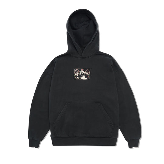 Cow Pullover Hood, Washed Black