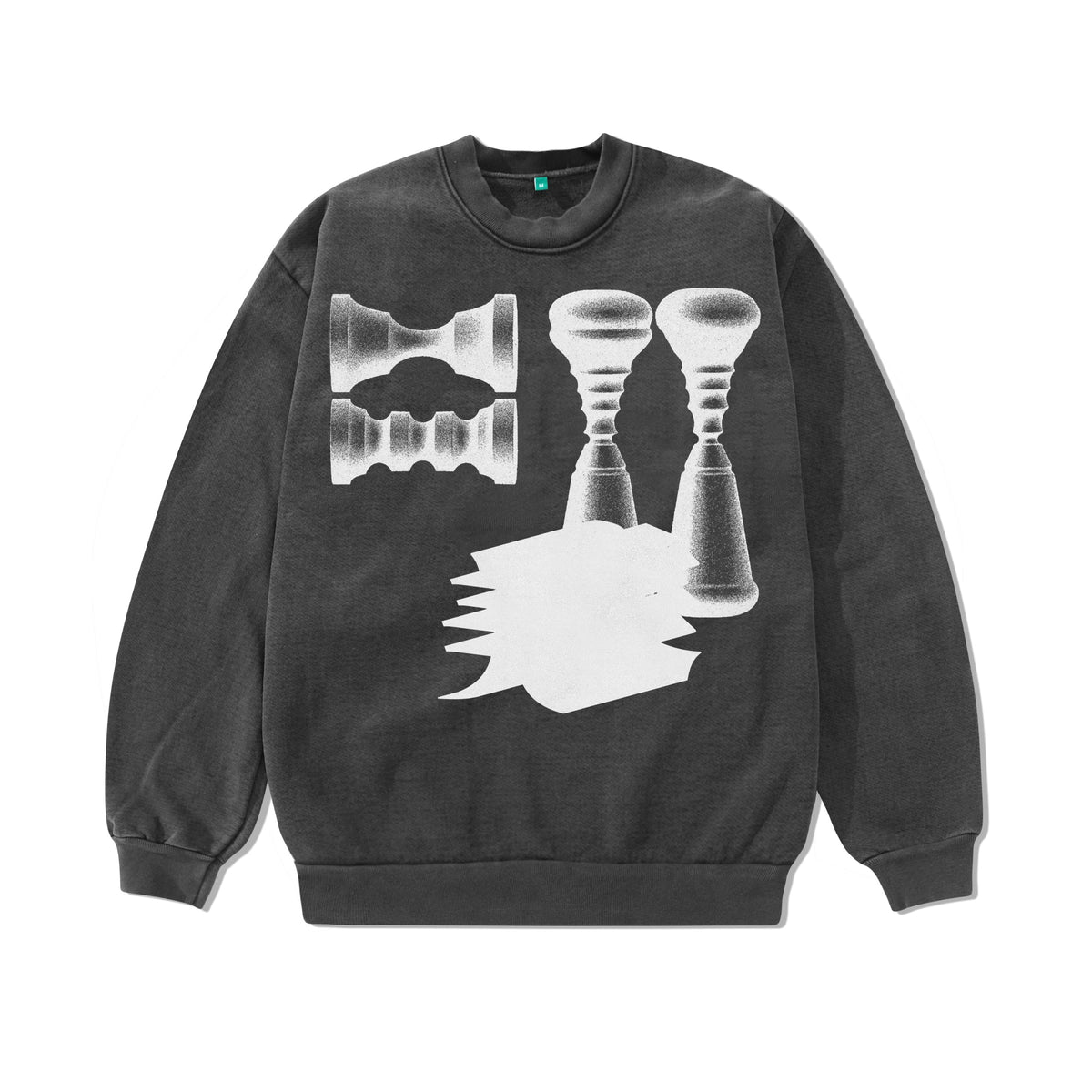 b.Eautiful x Kenichi Kuromaru Shadow Crewneck Sweatshirt, Vintage Black