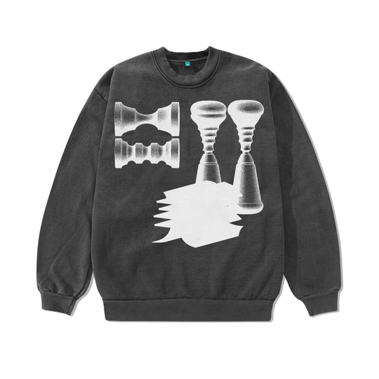 b.Eautiful x Kenichi Kuromaru Shadow Crewneck Sweatshirt, Vintage Black