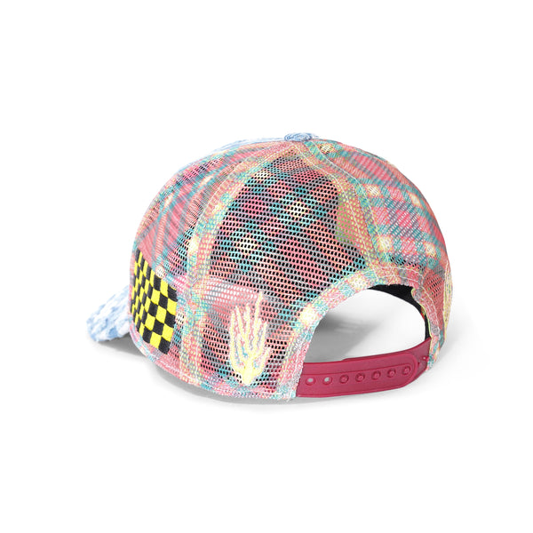 b.Eautiful Biyu Trucker Hat, Light Blue Checker Denim