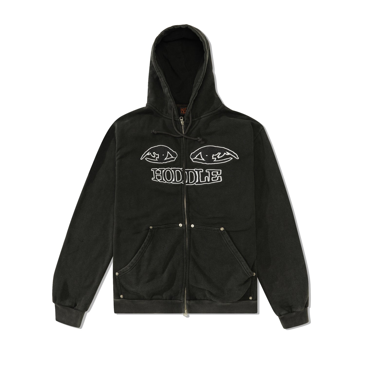 Watcher Zip Up Hood, Black Wash