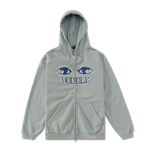Hoddle Watcher Zip Up Hood, Blue Wash