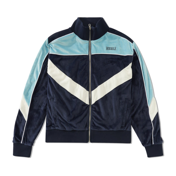 Hoddle Velour Track Jacket, Blue
