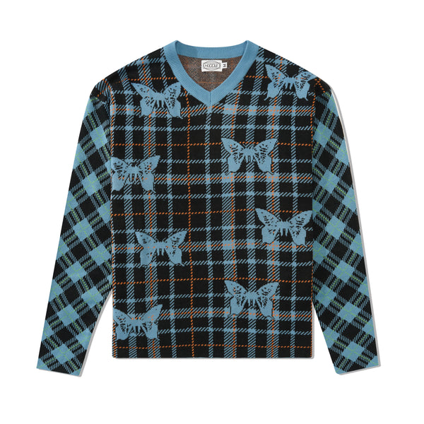 Hoddle Butterfly Plaid Knit, Blue / Black