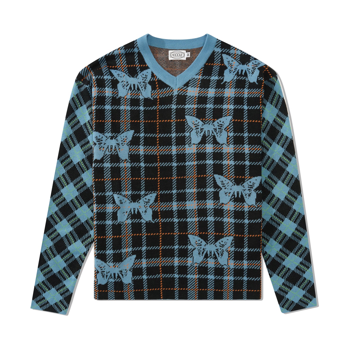 Butterfly Plaid Knit, Blue / Black