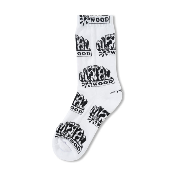Metalwood Flower Rave Socks, White