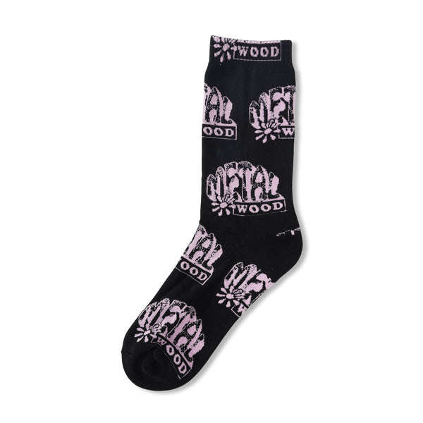 Metalwood Flower Rave Socks, Black