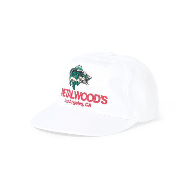 Metalwood Lunker's 5 Panel Snapback Hat, White