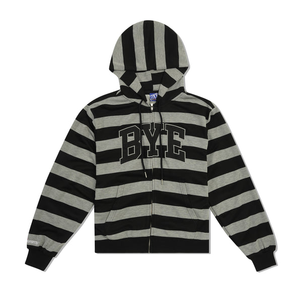 Bye Jeremy Bye Zip-Thru Pullover Hood, Black / Grey