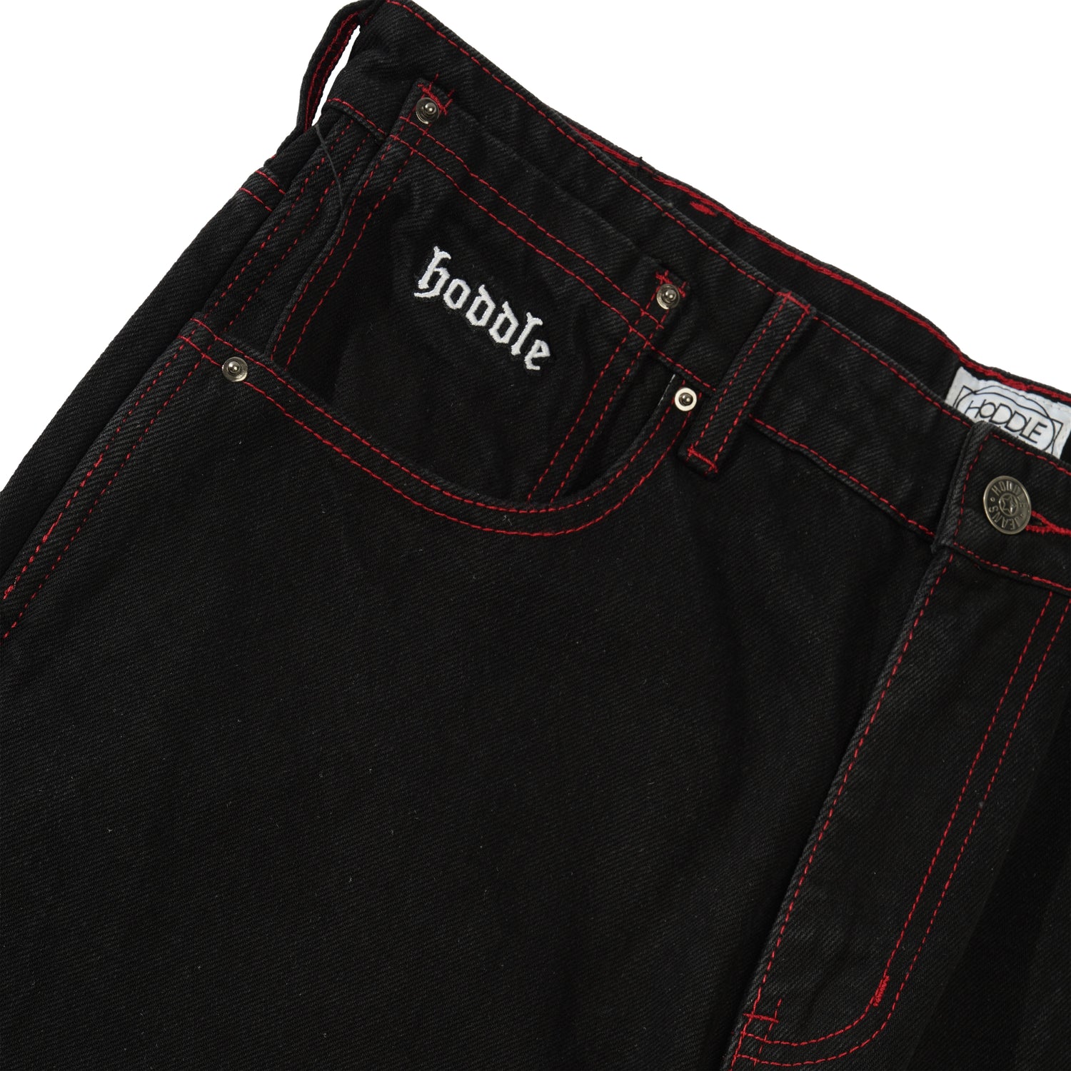 Denim Ranger Jeans, Black / Red Stitch