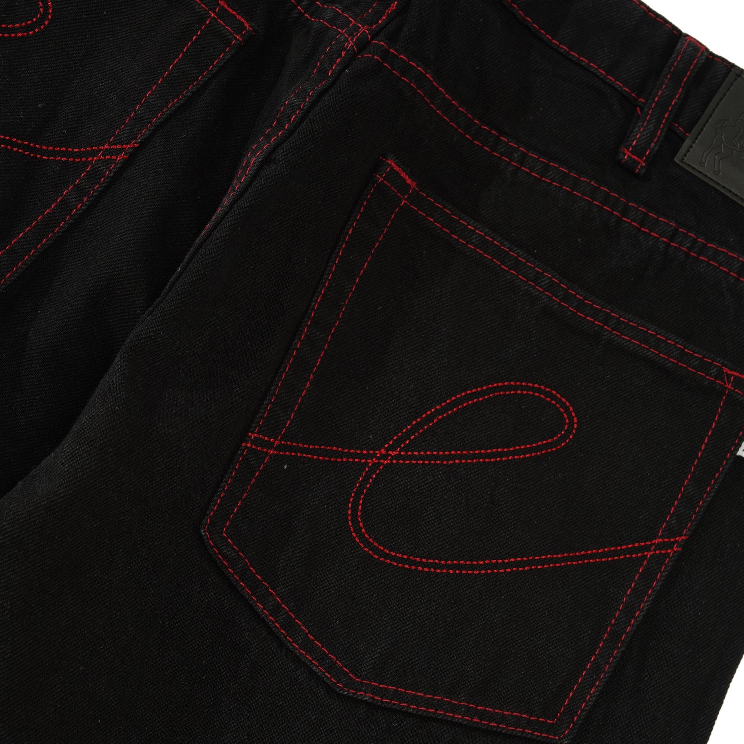 Denim Ranger Jeans, Black / Red Stitch