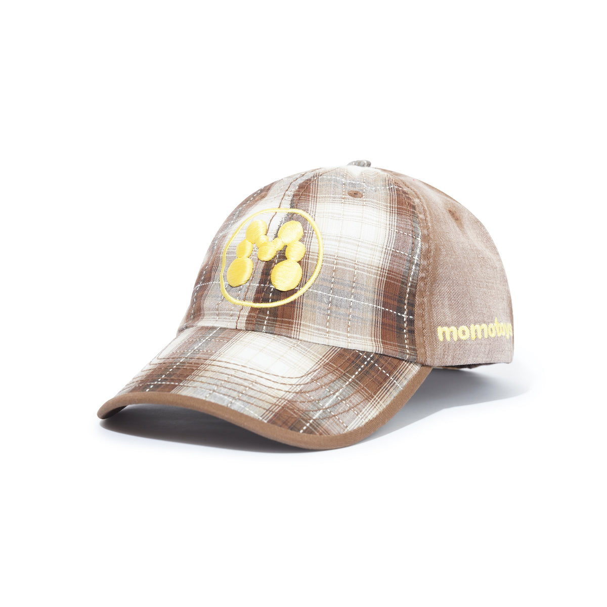 Bubble M Hat, Brown Plaid