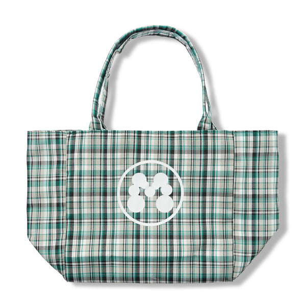 Momotoys Bubble M Plaid Tote Bag, Green