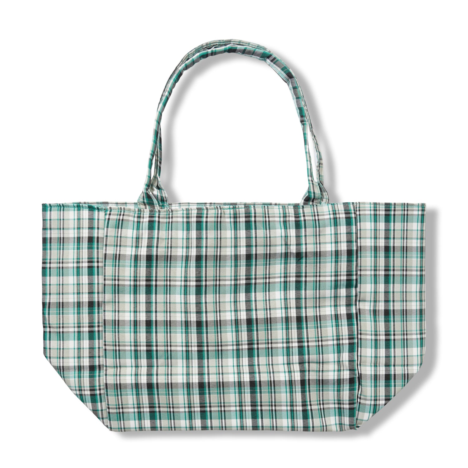 Bubble M Plaid Tote Bag, Green