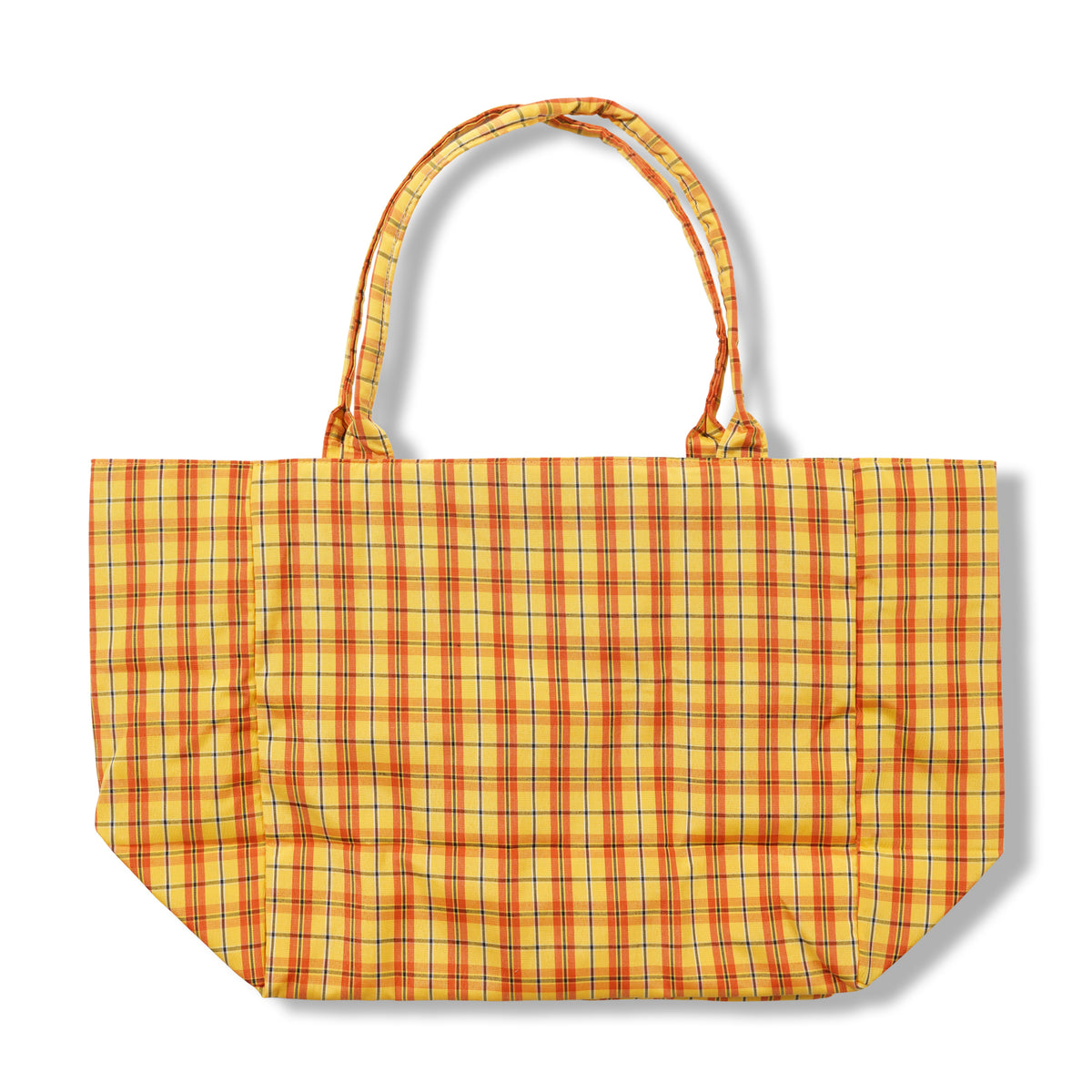 Bubble M Plaid Tote Bag, Orange