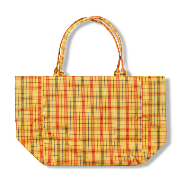 Momotoys Bubble M Plaid Tote Bag, Orange