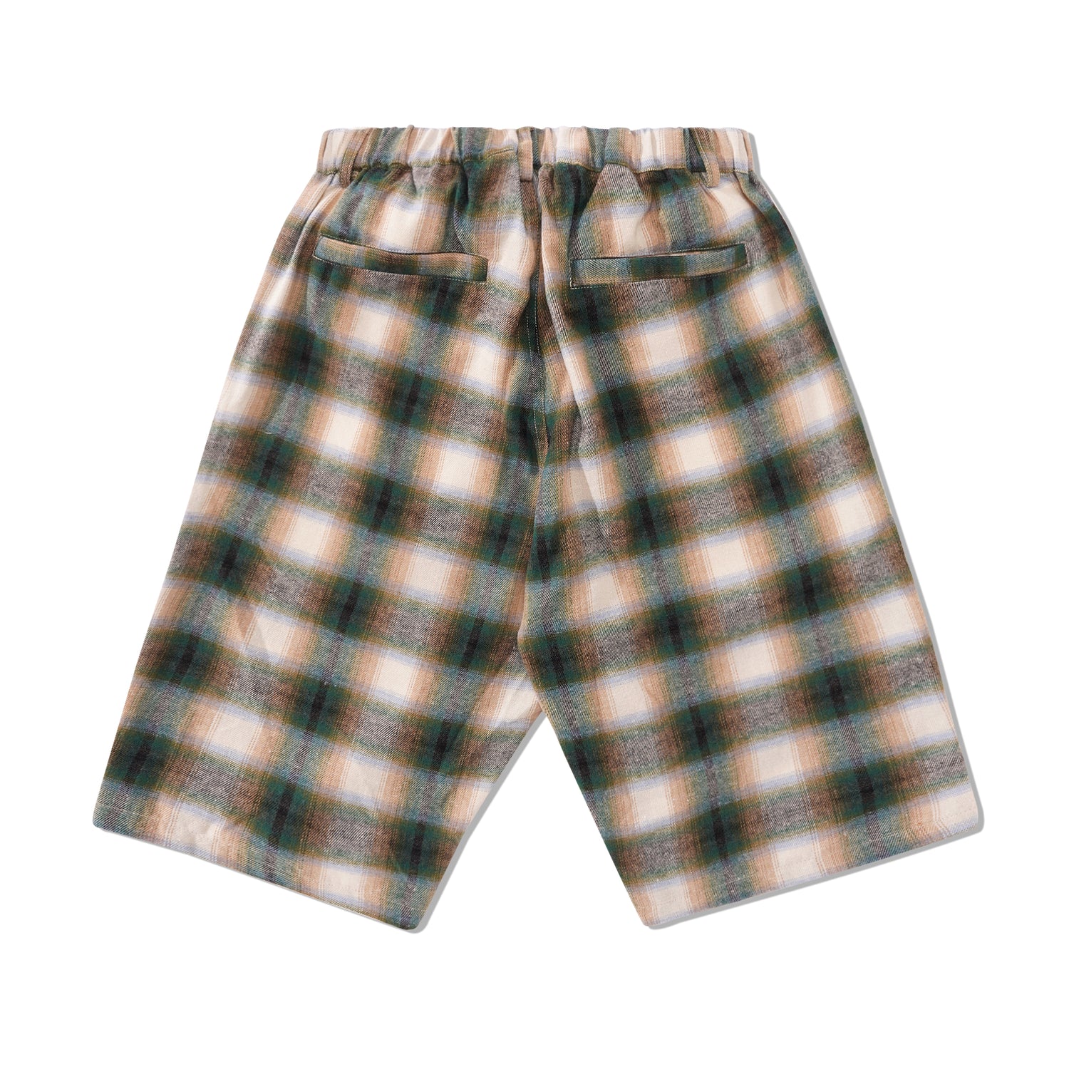 Peace Circle Belted Short, Green Plaid