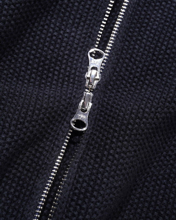 Dime Knitted Pique Zip Sweater, Dark Navy