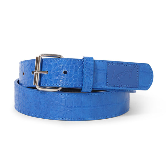 Croc Skin Belt, Blue