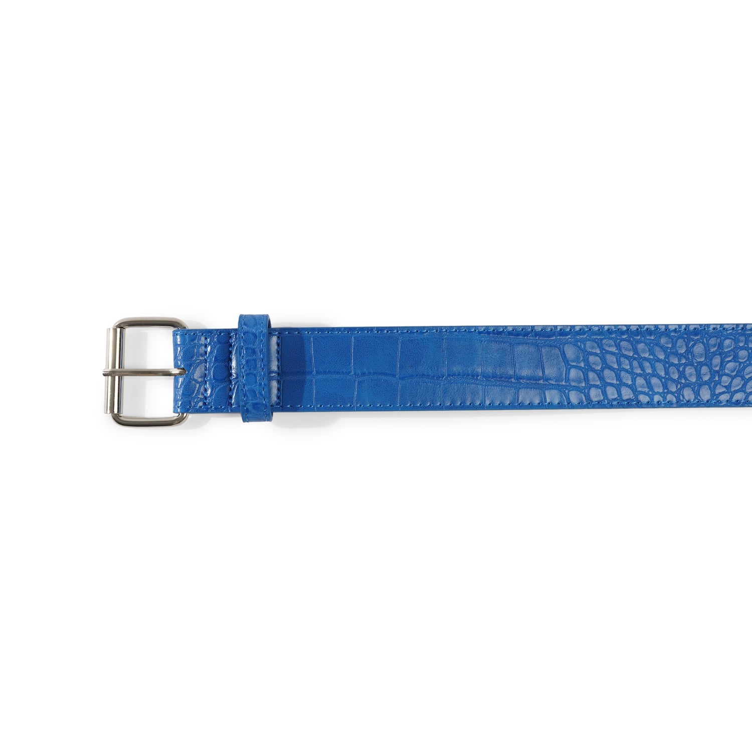 Croc Skin Belt, Blue