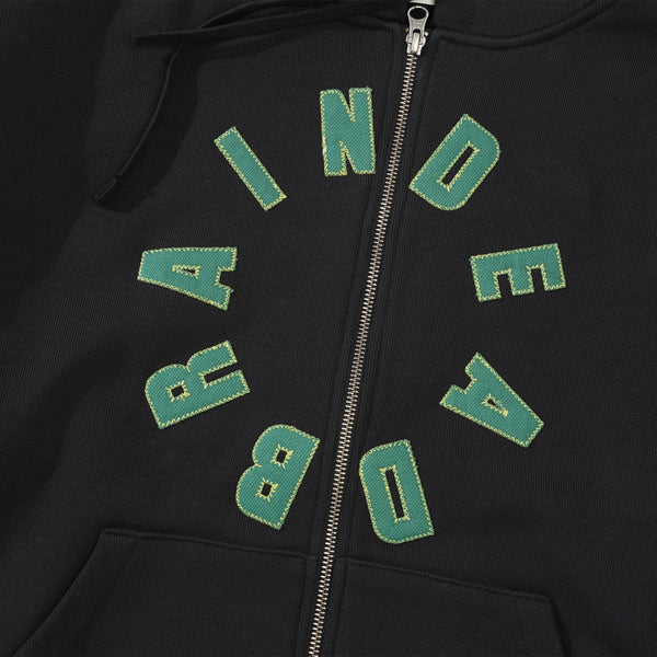 Brain Dead Collegiate Zip-Thru Pullover Hood, Black