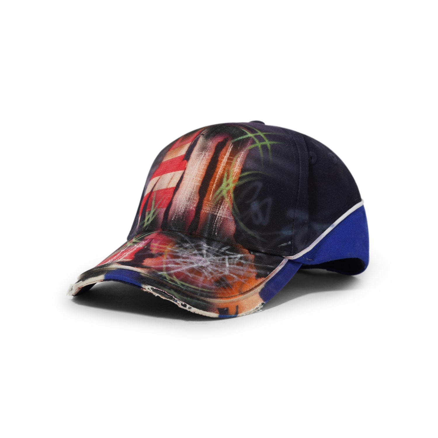 1 Of 1 Bleached / Airbrushed Hat, Black / Blue