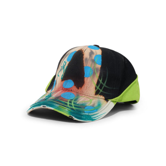 1 Of 1 Bleached / Airbrushed Hat, Green / Black