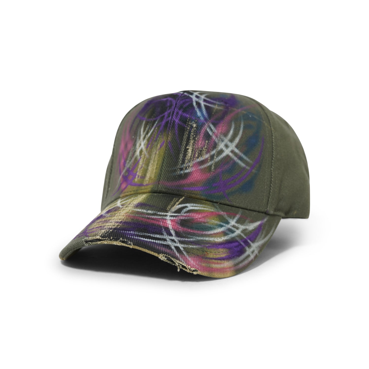 1 Of 1 Bleached / Airbrushed Hat, Army Green