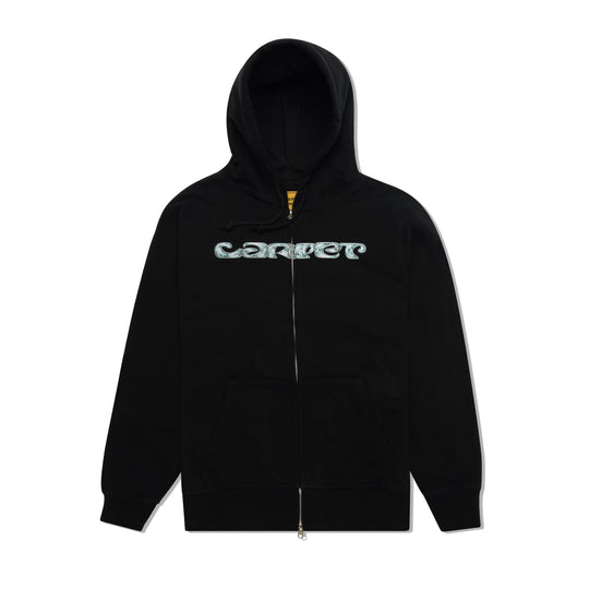 Chrome Zip Up Hood, Black