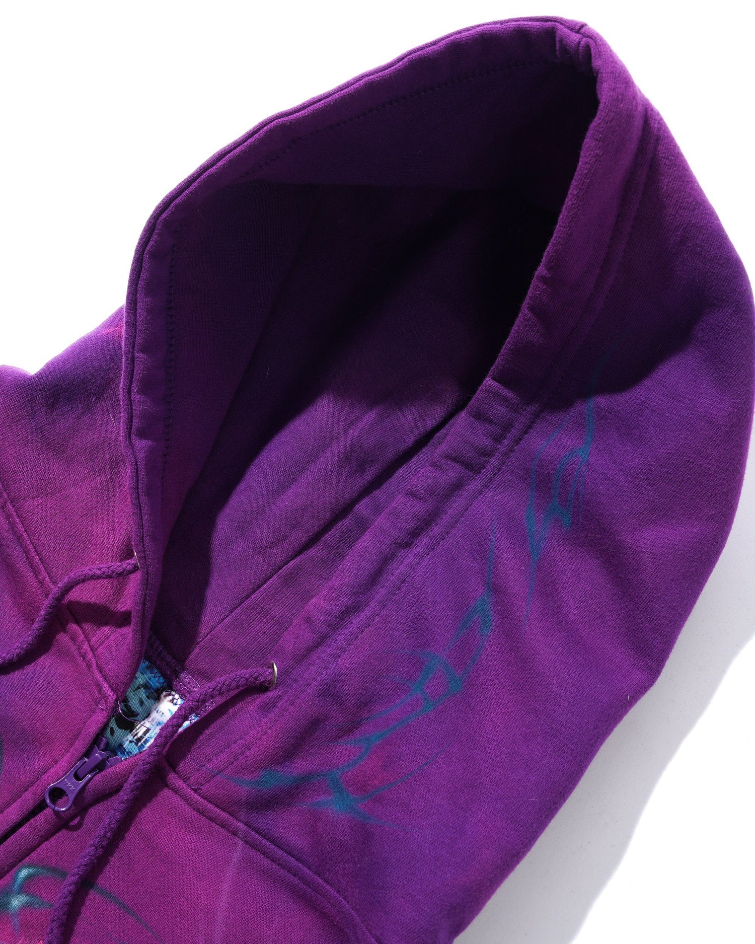 1 Of 1 Bleached / Airbrushed Zip-Thru Pullover Hood, Purple